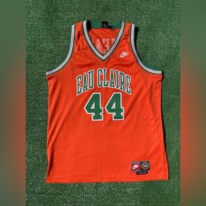 Team Nike Eau Claire Jermaine Oneal Basketball Jersey Orange Green Swingman Xl